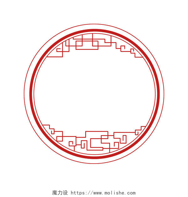 古风纹理红色圆形中式传统花纹边框免抠PNG素材
